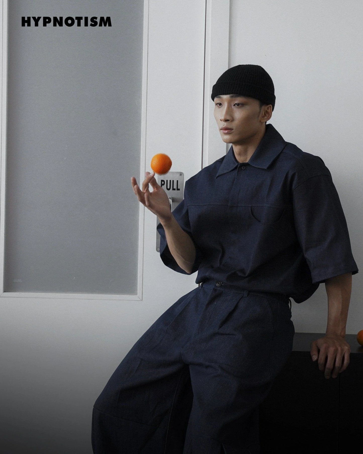 [HYPNOTISM] HALF CIRCLE DENIM SHIRT