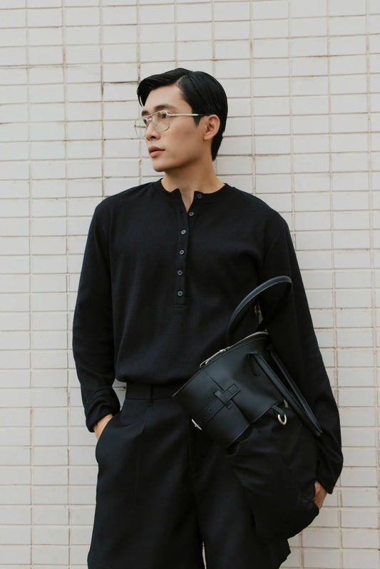 [HYPNOTISM] RIBBED HENLEY TOP