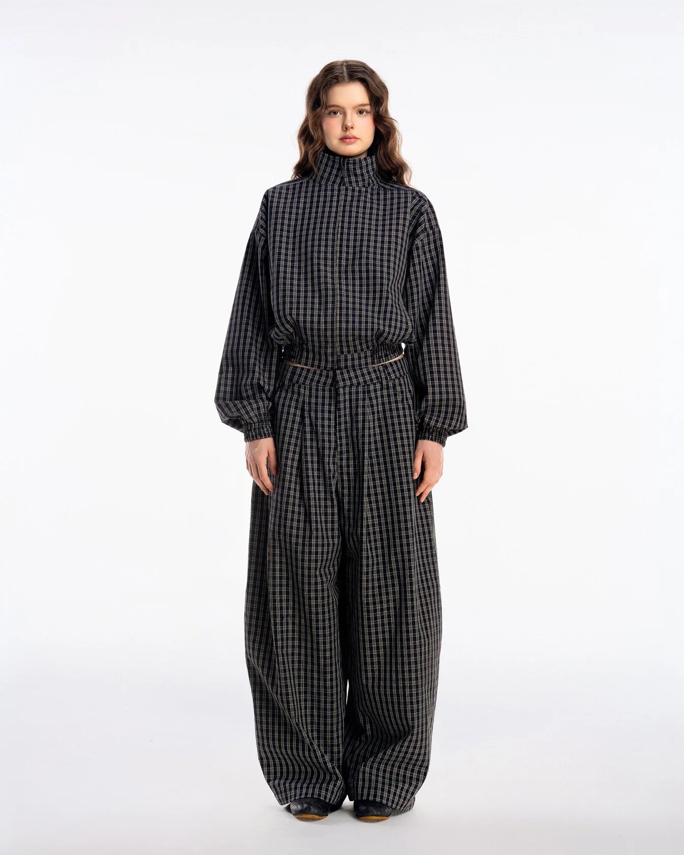 [PUSHPUSH] GINGHAM WIDE PANTS