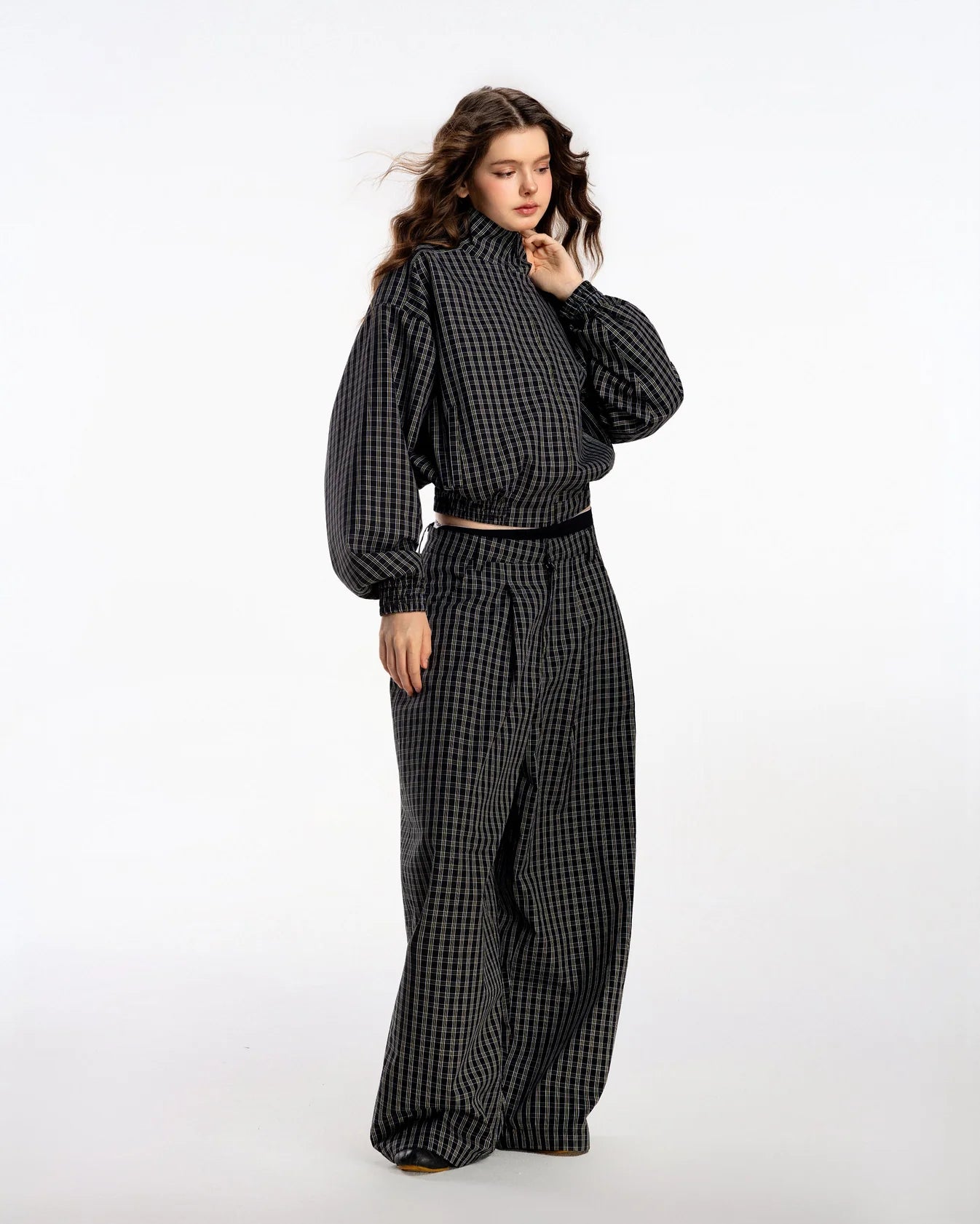 [PUSHPUSH] GINGHAM WIDE PANTS