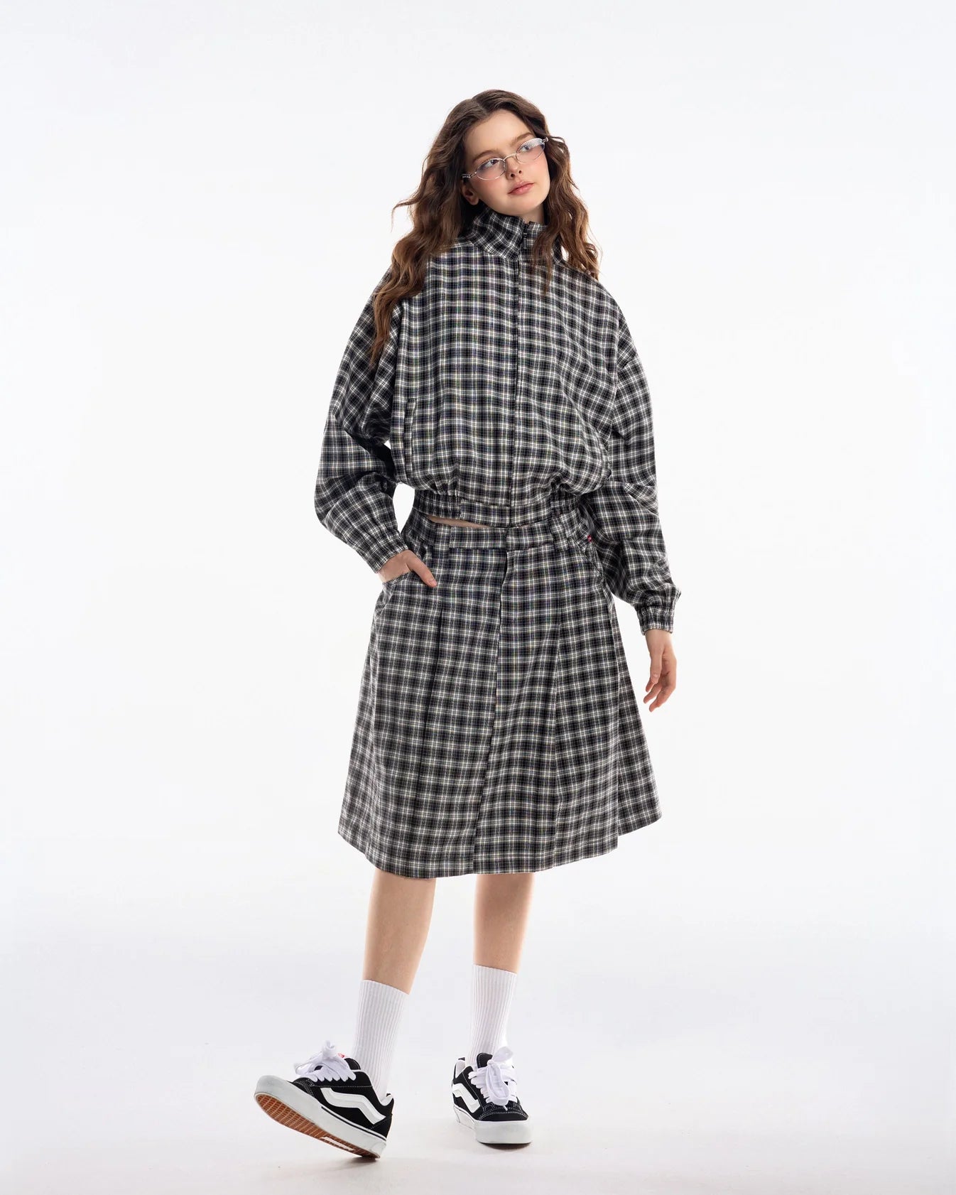 [PUSHPUSH] GINGHAM ZIP JACKET