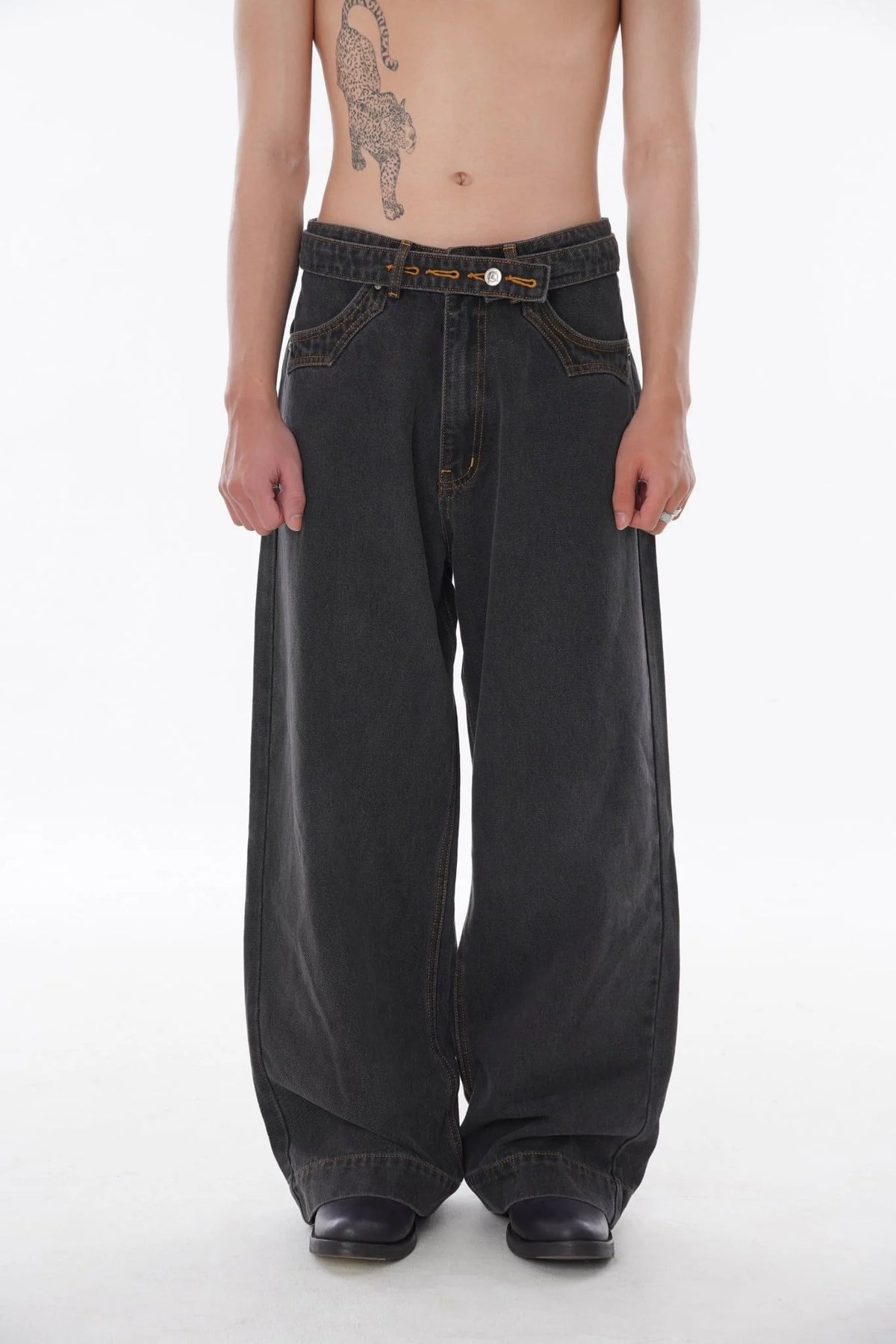 [ROIWORKSHOP] ARROW STITCH DENIM PANTS