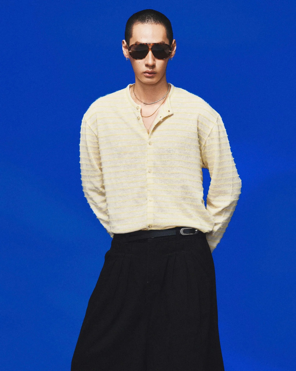 [HYPNOTISM] MULTI-PLEATED DENIM PANTS