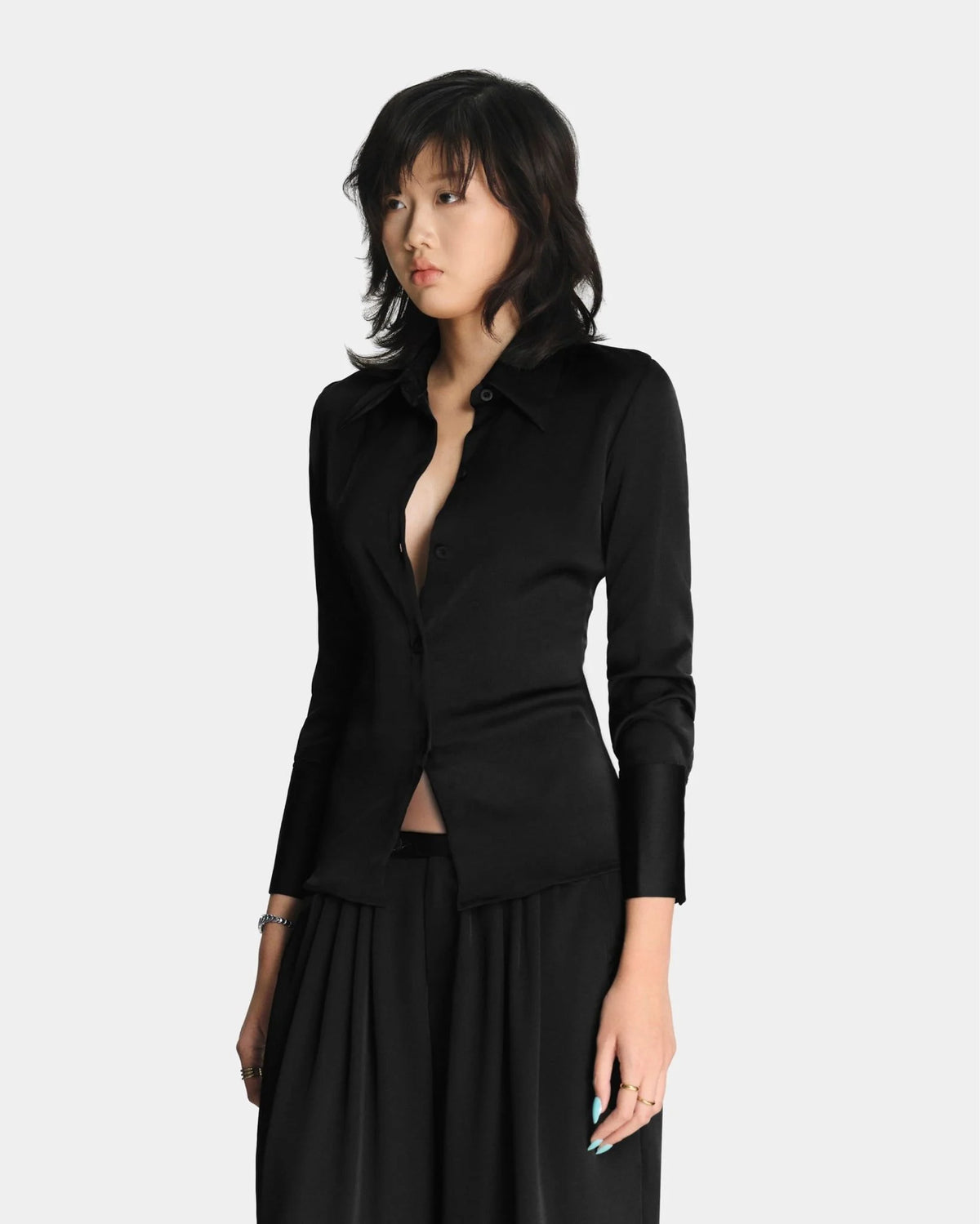 [MAHU] SILK SLIM SHIRT
