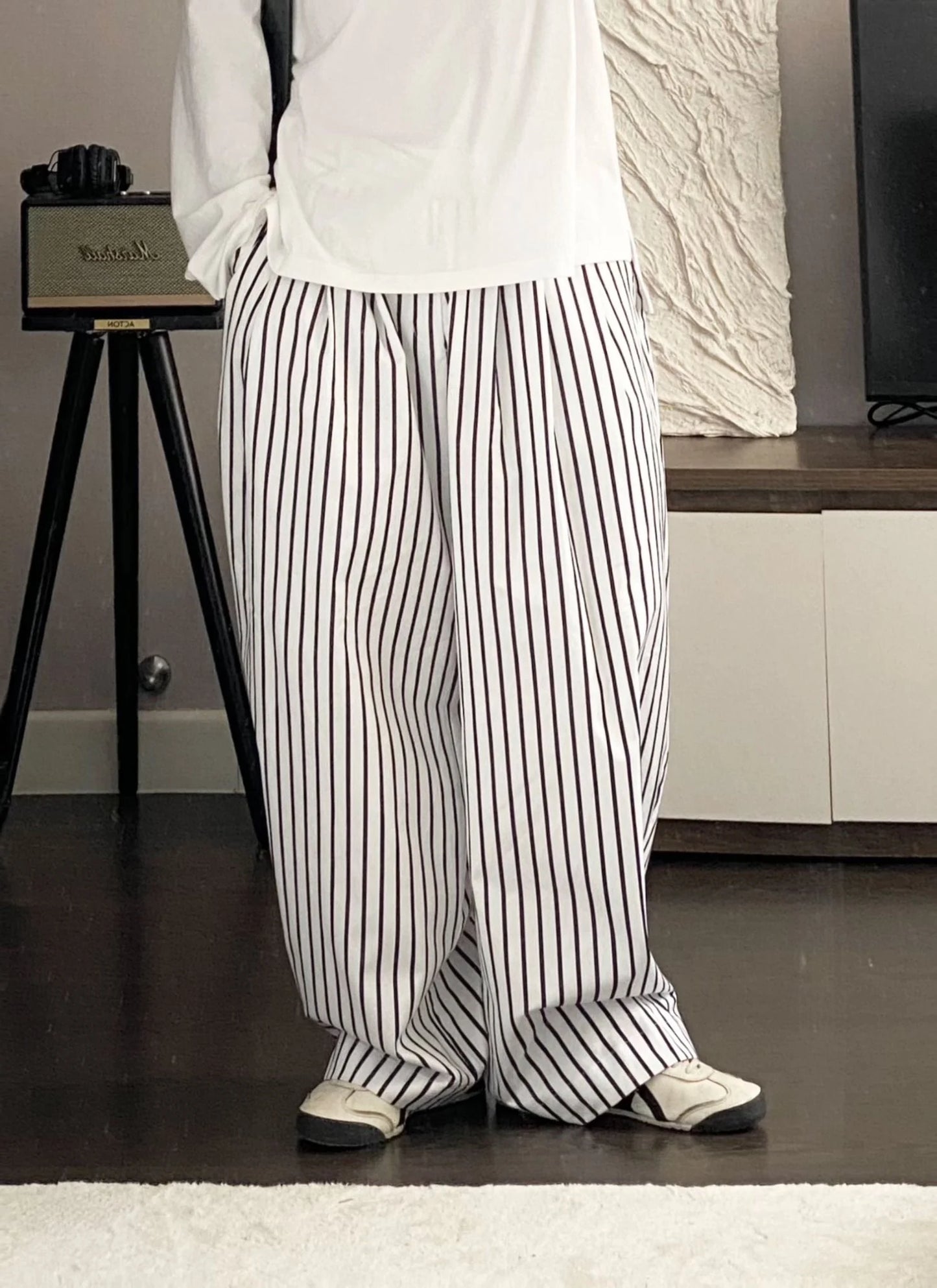 [HYPNOTISM] STRIPED CURVY TROUSERS