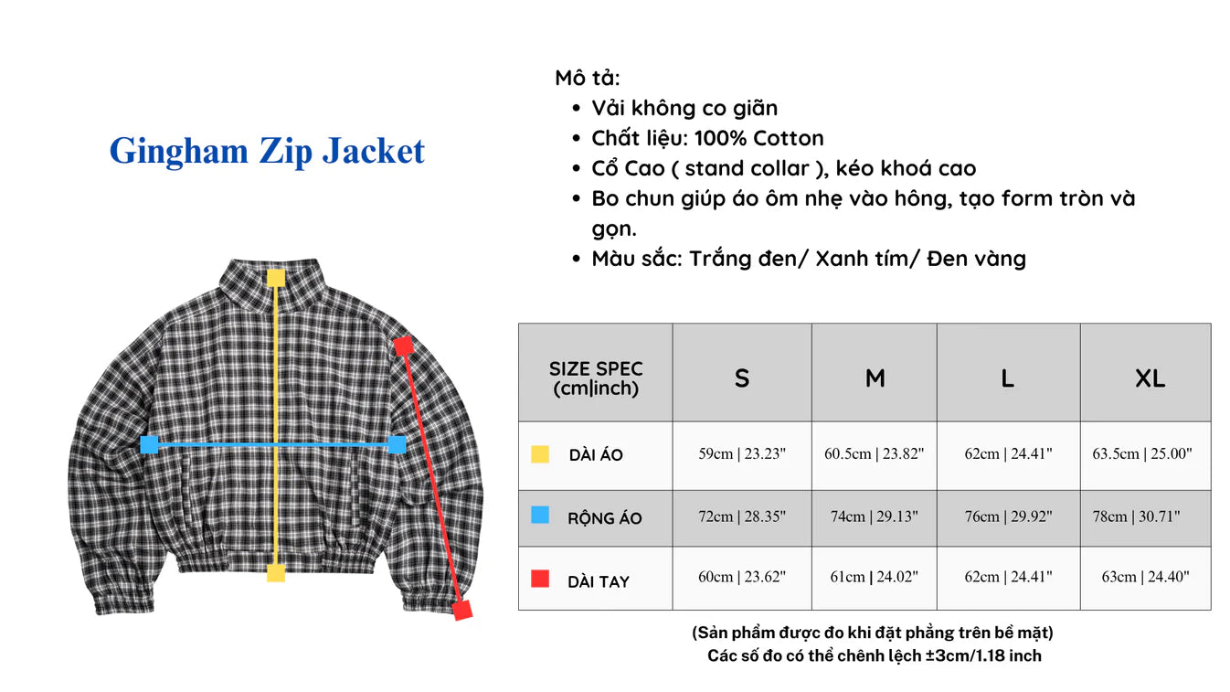 [PUSHPUSH] GINGHAM ZIP JACKET