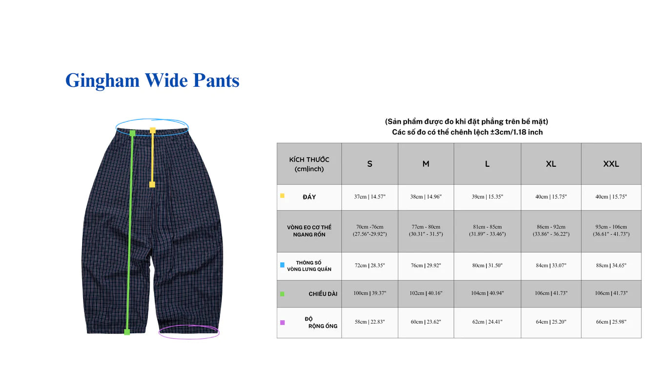 [PUSHPUSH] GINGHAM WIDE PANTS