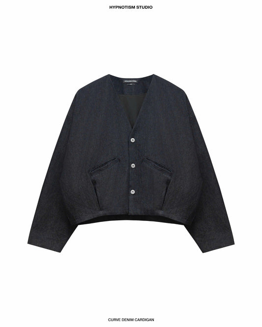 [HYPNOTISM] CURVE DENIM CARDIGAN