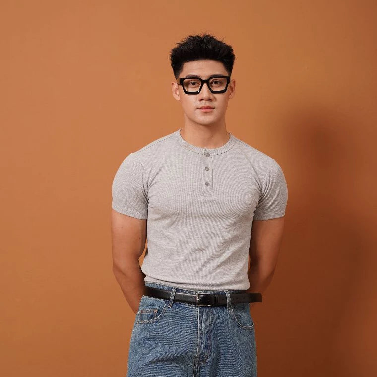 [PEALO] RIBBED HENLEY TEE