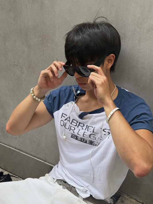 [FABRICLISM] RAGLAN BUTTON TEE