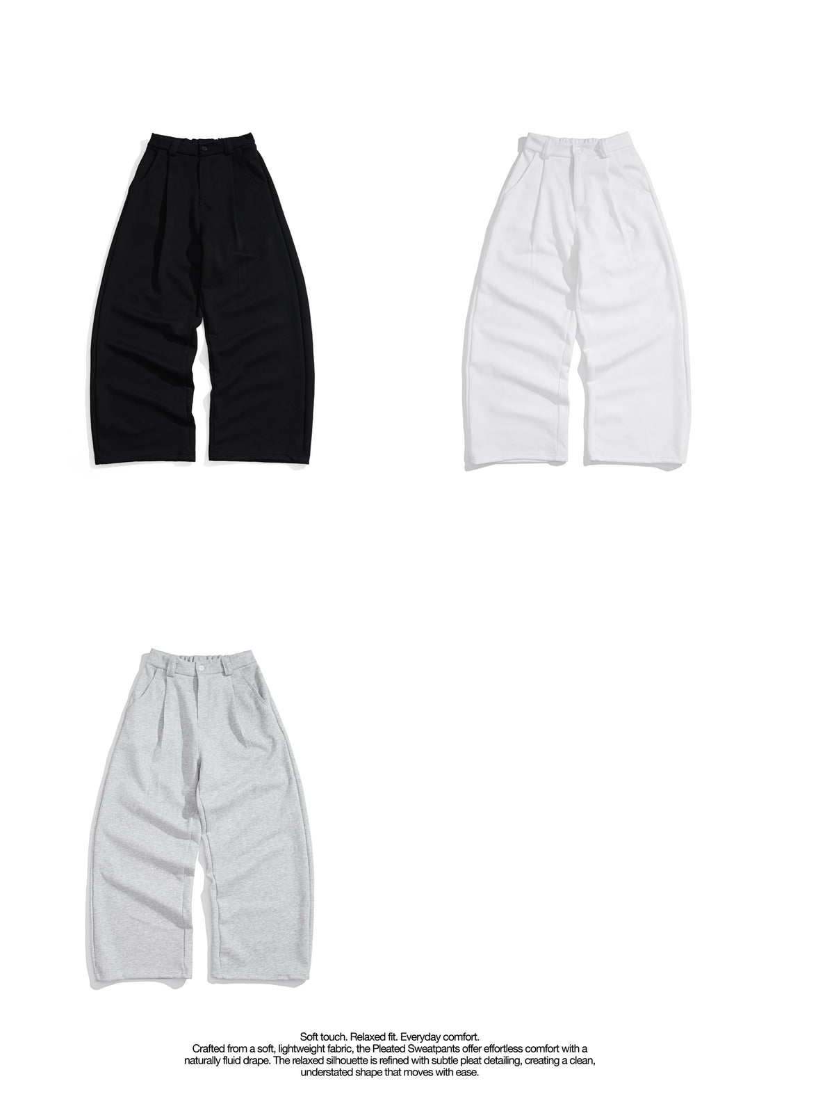 [FABRICLISM] WIDE LEG PLEATED SWEATPANTS