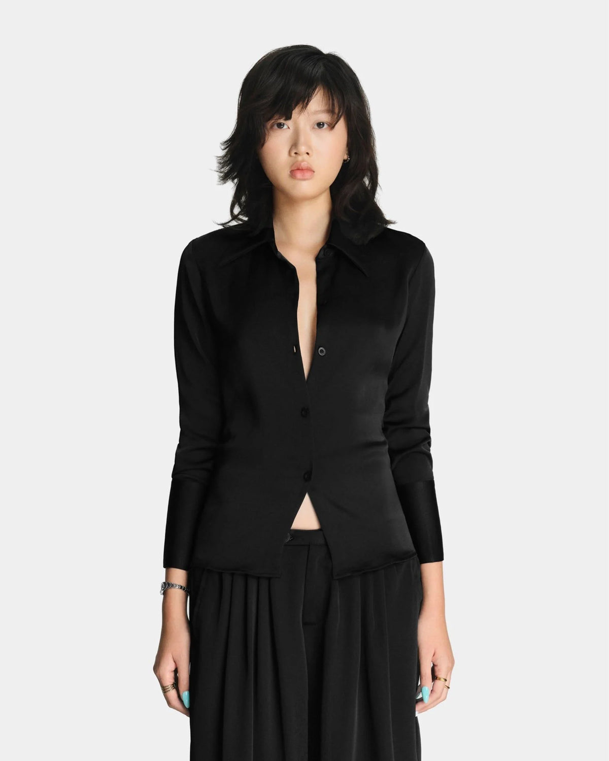 [MAHU] SILK SLIM SHIRT