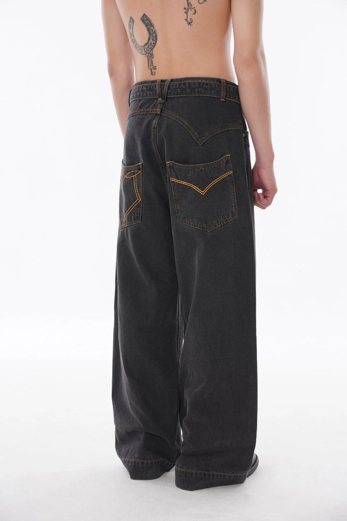 [ROIWORKSHOP] ARROW STITCH DENIM PANTS