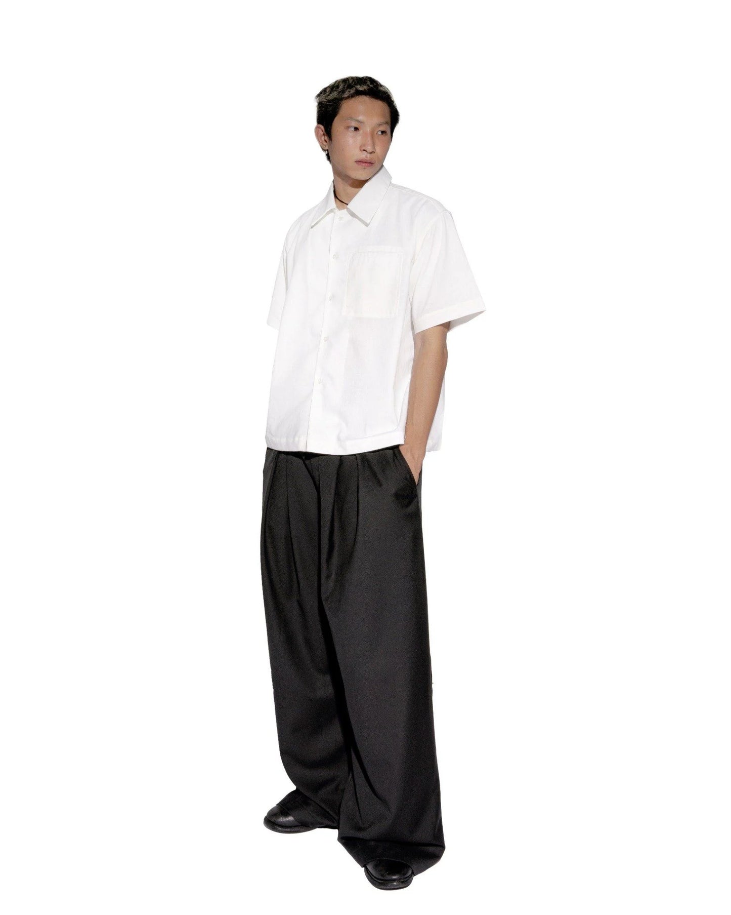 [MAHU] LINEN WELT POCKET SHIRT