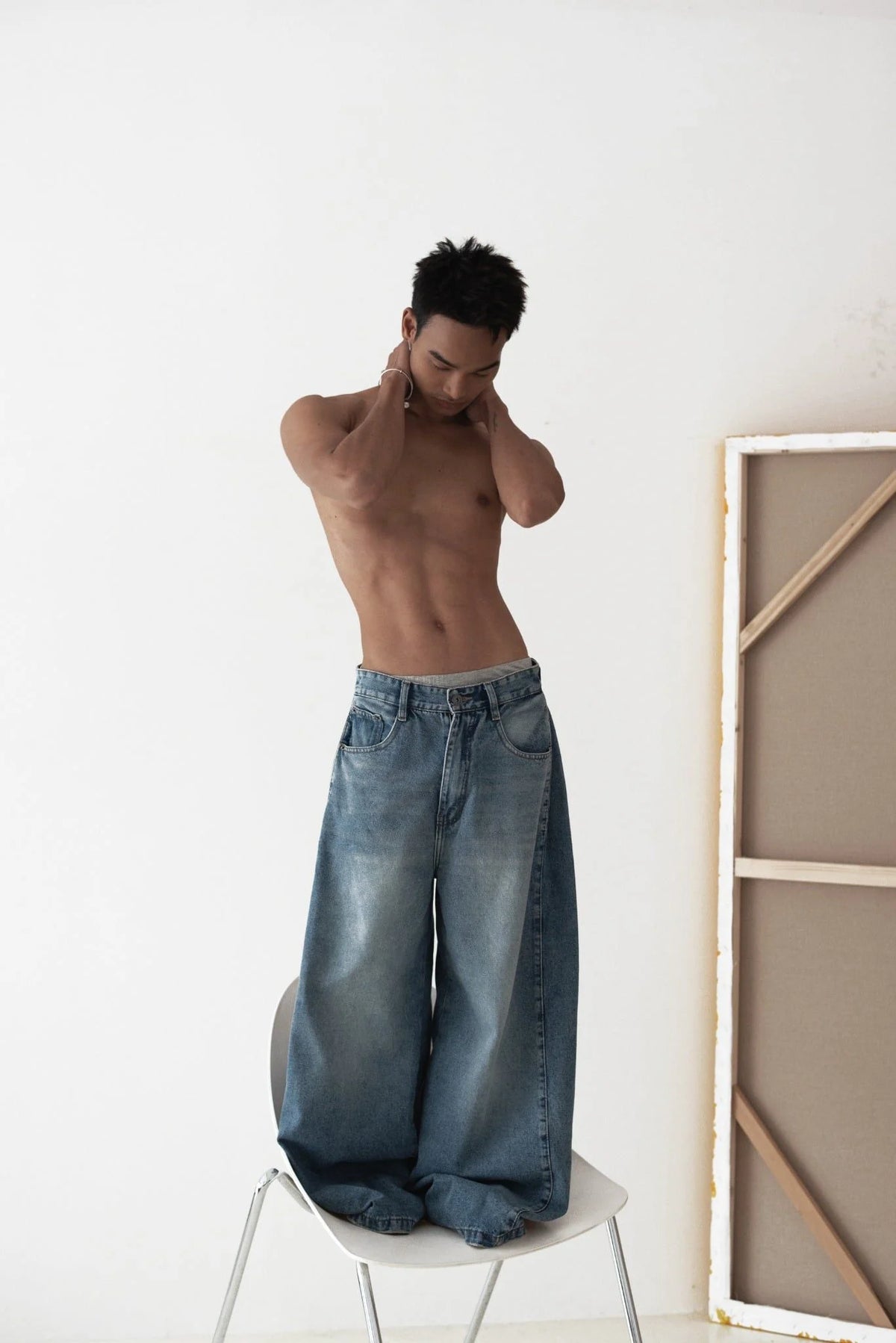[HYPNOTISM] PLEATED WIDE JEANS