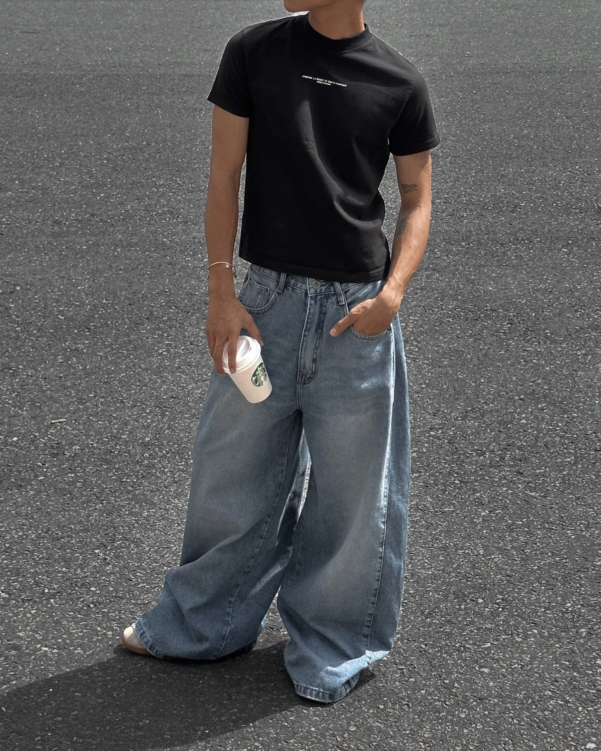 [HYPNOTISM] PLEATED WIDE JEANS