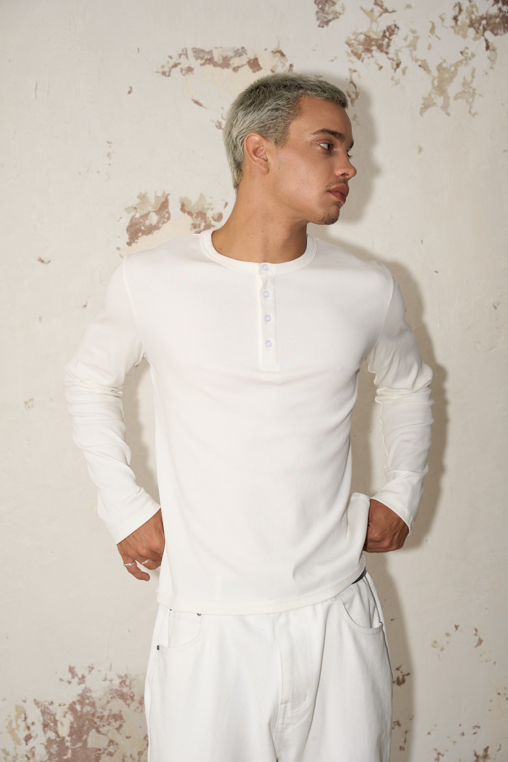 [PEALO] RIBBED HENLEY TEE