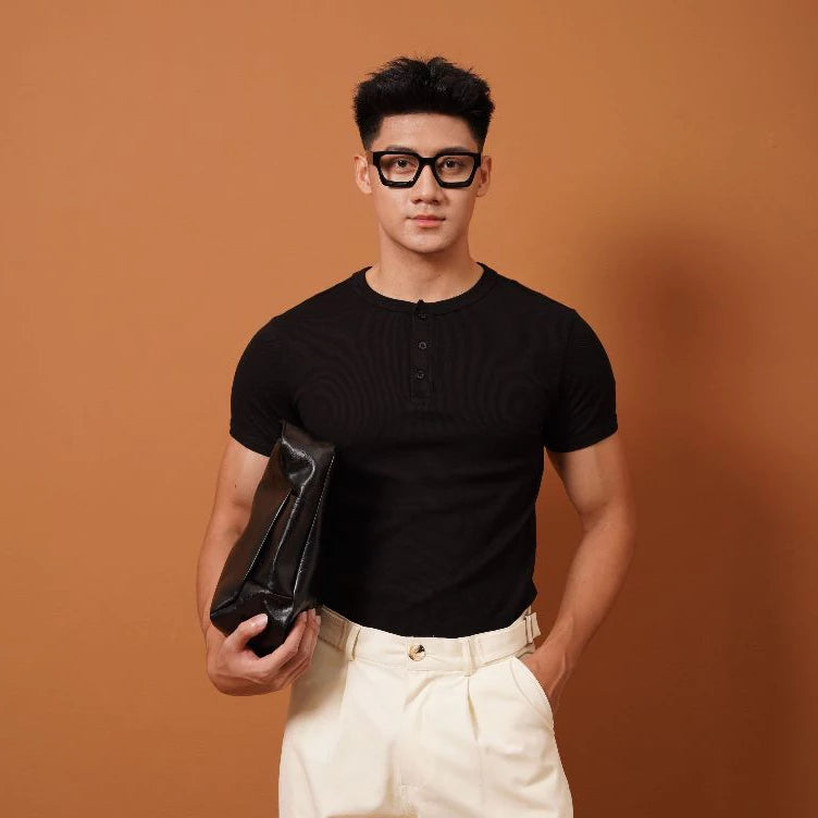 [PEALO] RIBBED HENLEY TEE