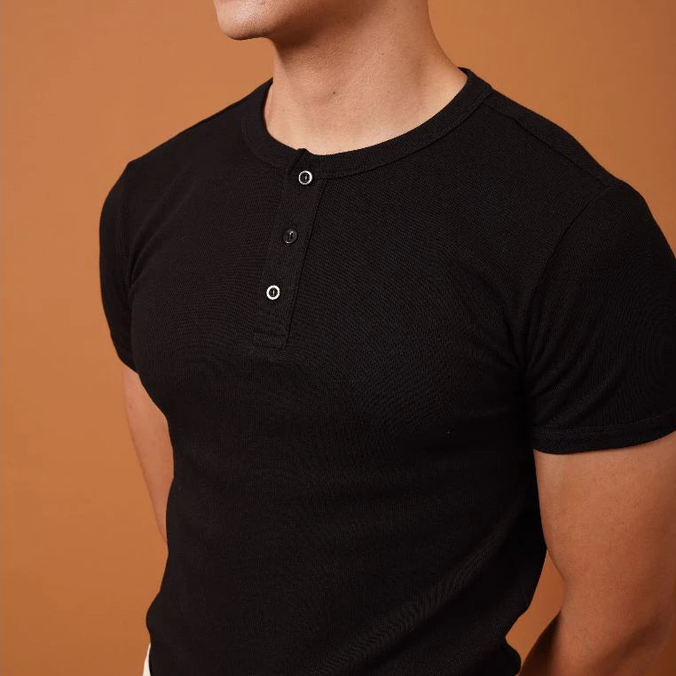 [PEALO] RIBBED HENLEY TEE
