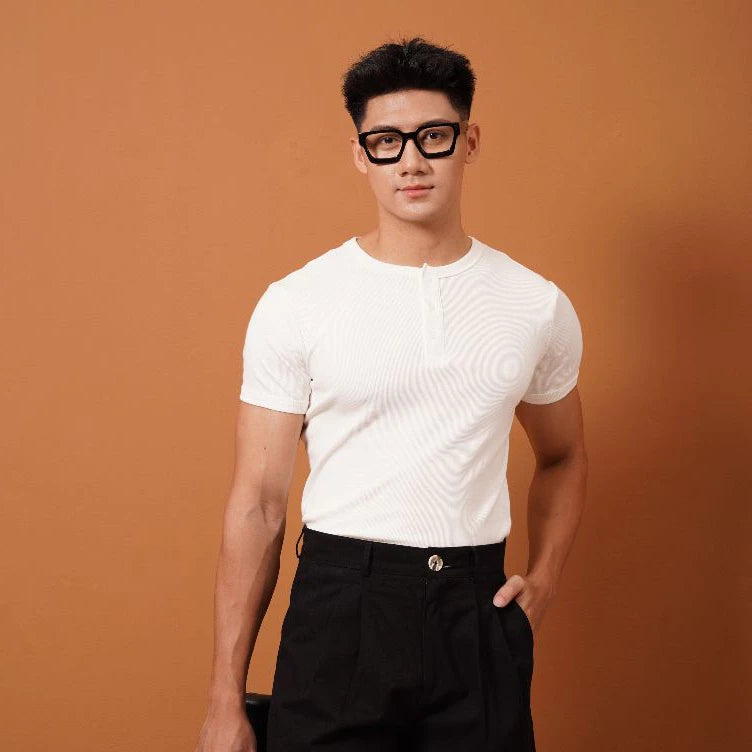 [PEALO] RIBBED HENLEY TEE