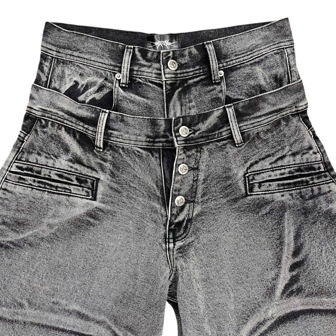 [ROIWORKSHOP] Double Waist Washed Jeans