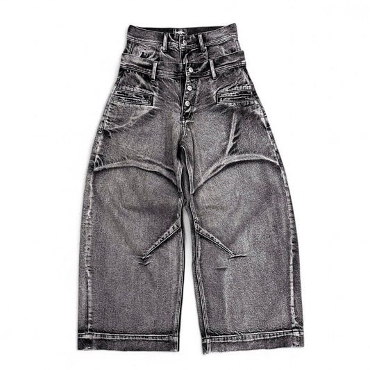 [ROIWORKSHOP] Double Waist Washed Jeans