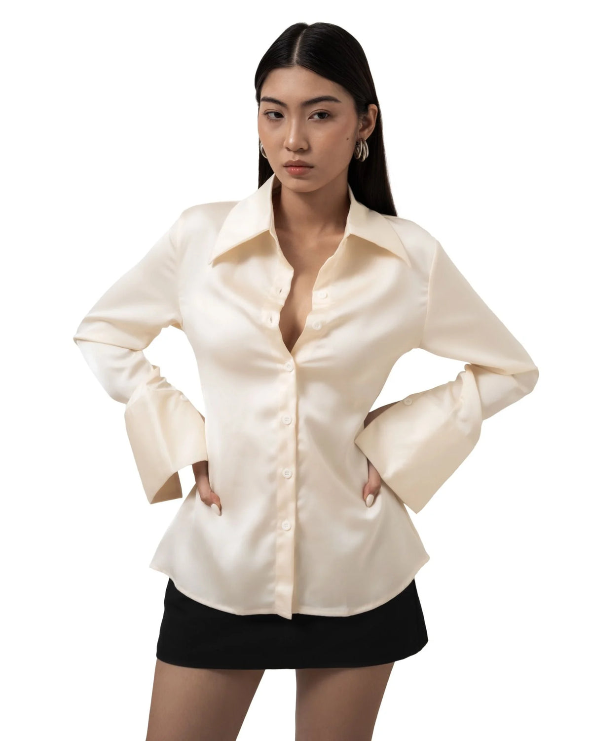 [MAHU] SILK SLIM SHIRT