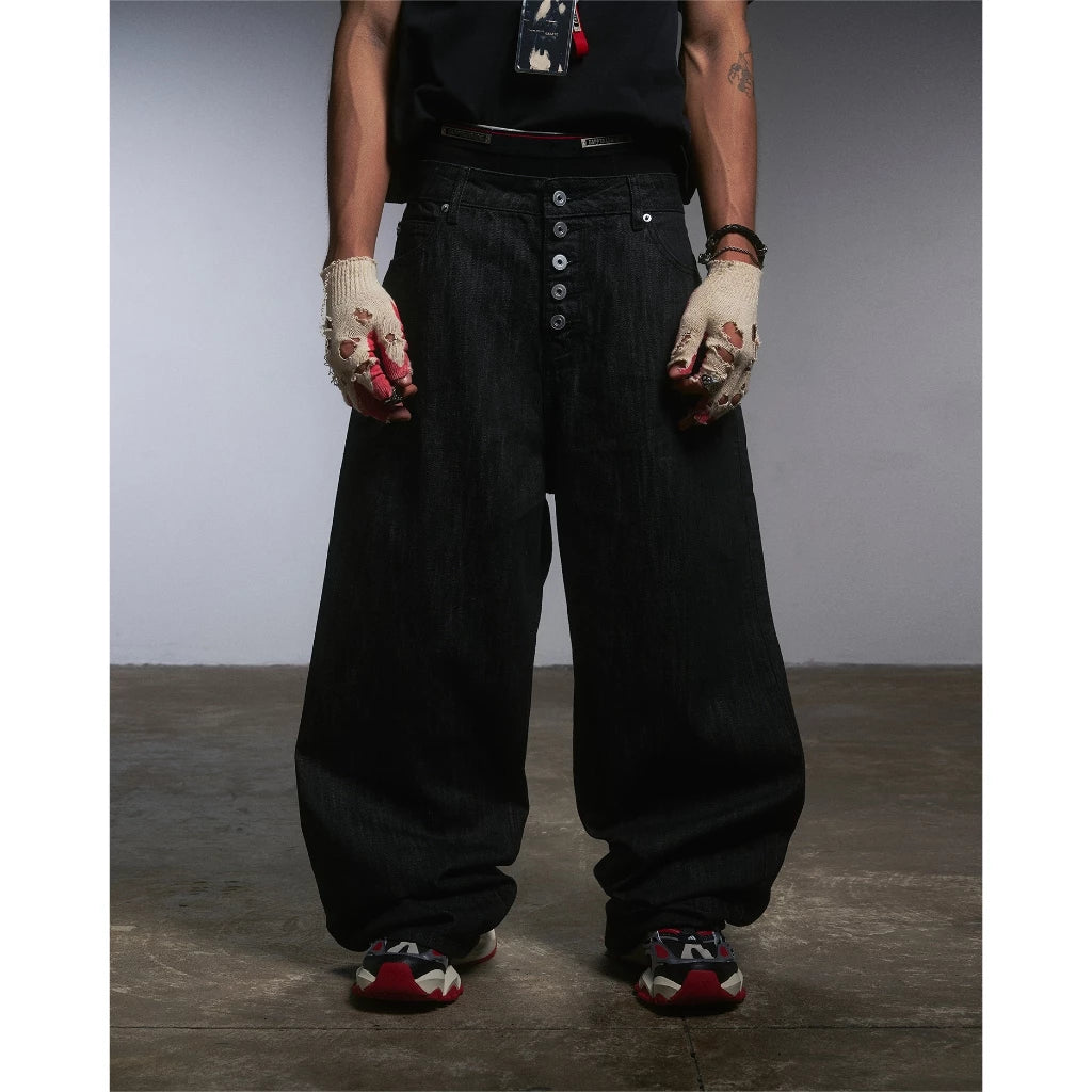 [DAPPERANDMORE] LOOSE FIT RAW DENIM PANTS