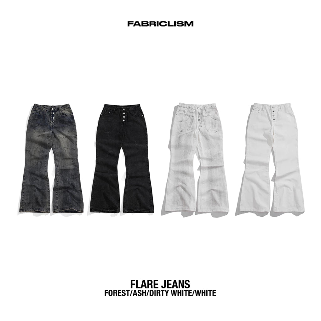[FABRICLISM] PREMIUM DIRTY WASHED FLARED JEANS