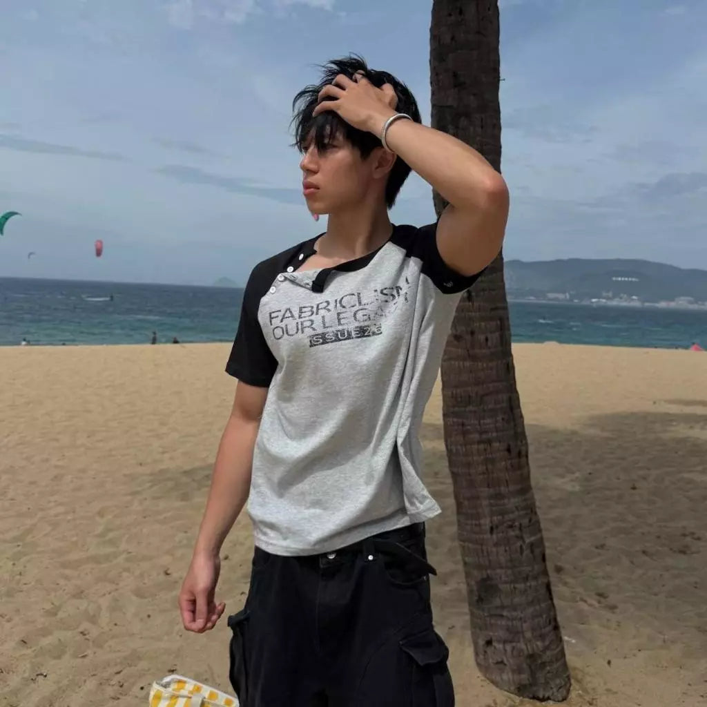 [FABRICLISM] RAGLAN BUTTON TEE