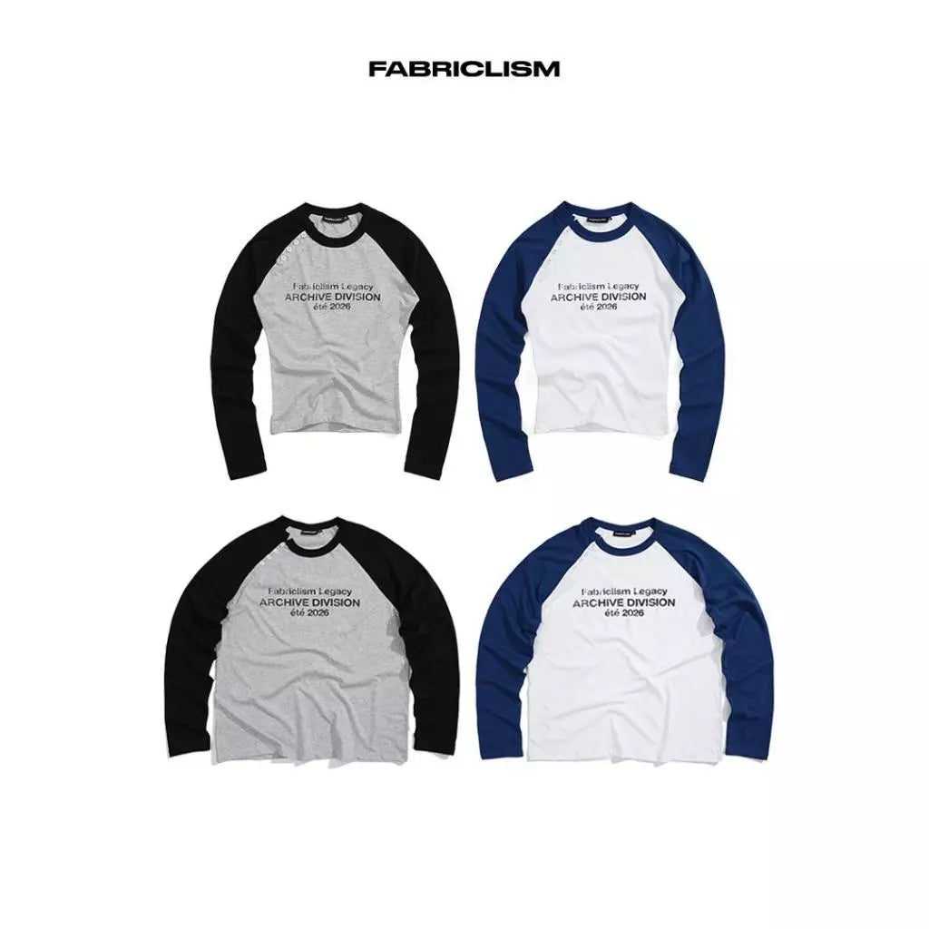 [FABRICLISM] RAGLAN LONGSLEEVE BUTTON TEE
