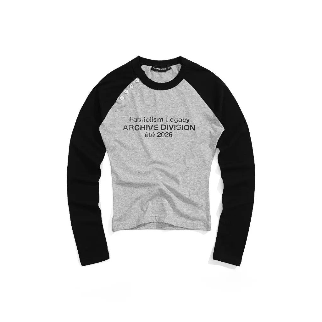 [FABRICLISM] RAGLAN LONGSLEEVE BUTTON TEE