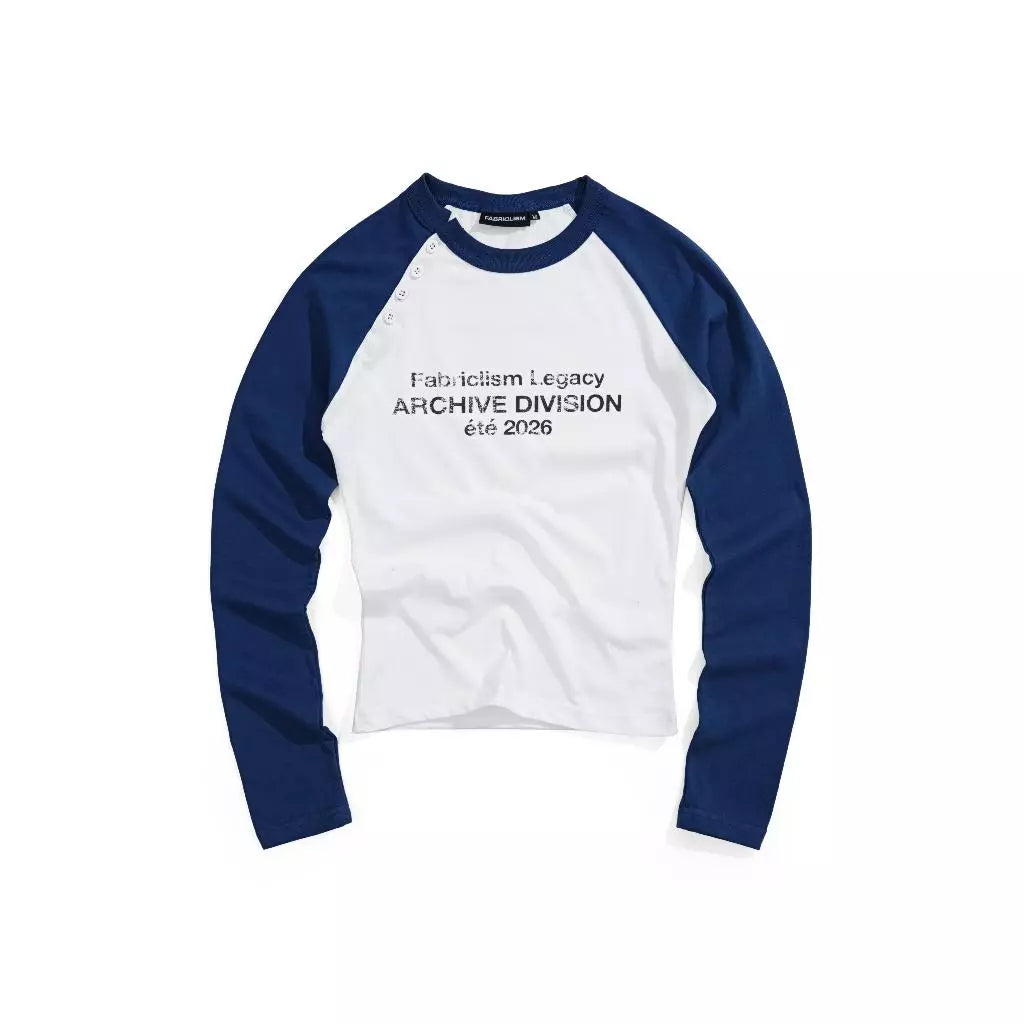 [FABRICLISM] RAGLAN LONGSLEEVE BUTTON TEE