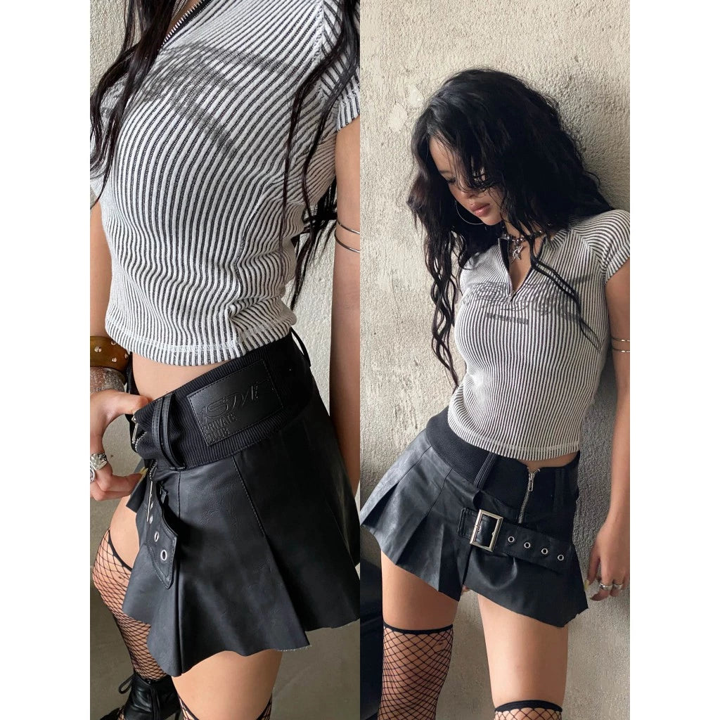 [ISME] ZEN LEATHER MINI SKIRT