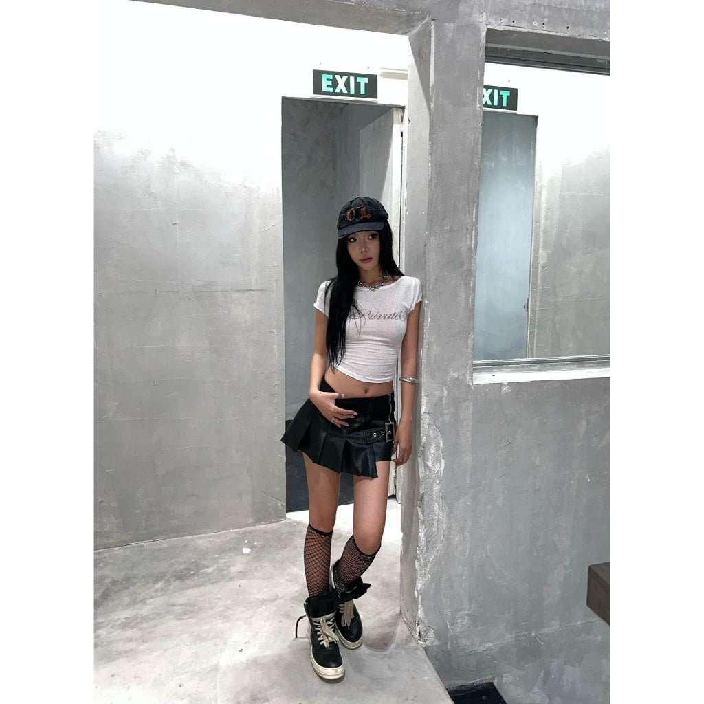 [ISME] ZEN LEATHER MINI SKIRT