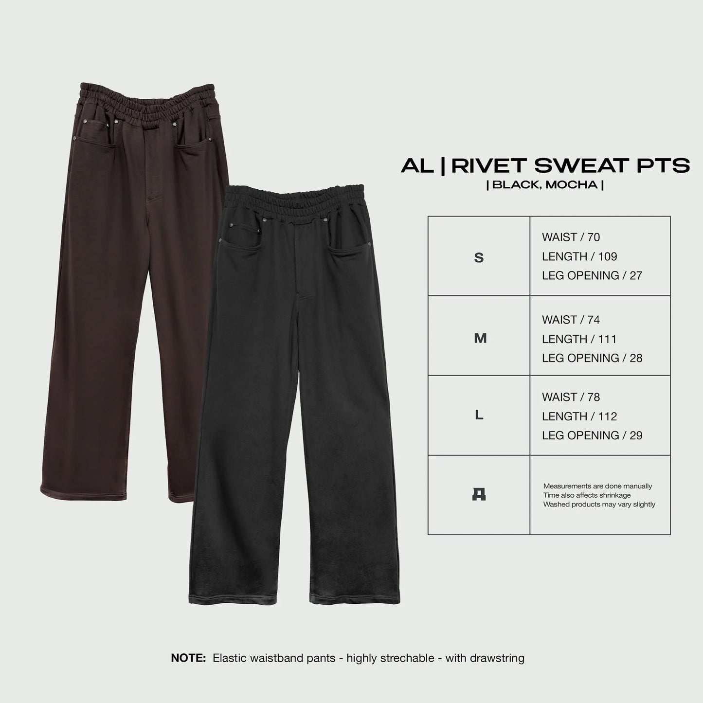 [ALCYUS] A25 RIVET SWEAT PANTS