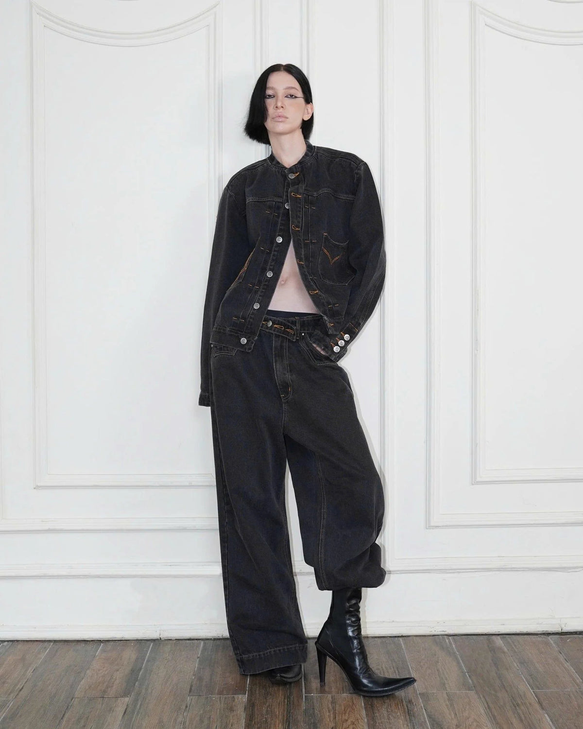 [ROIWORKSHOP] ARROW STITCH DENIM PANTS