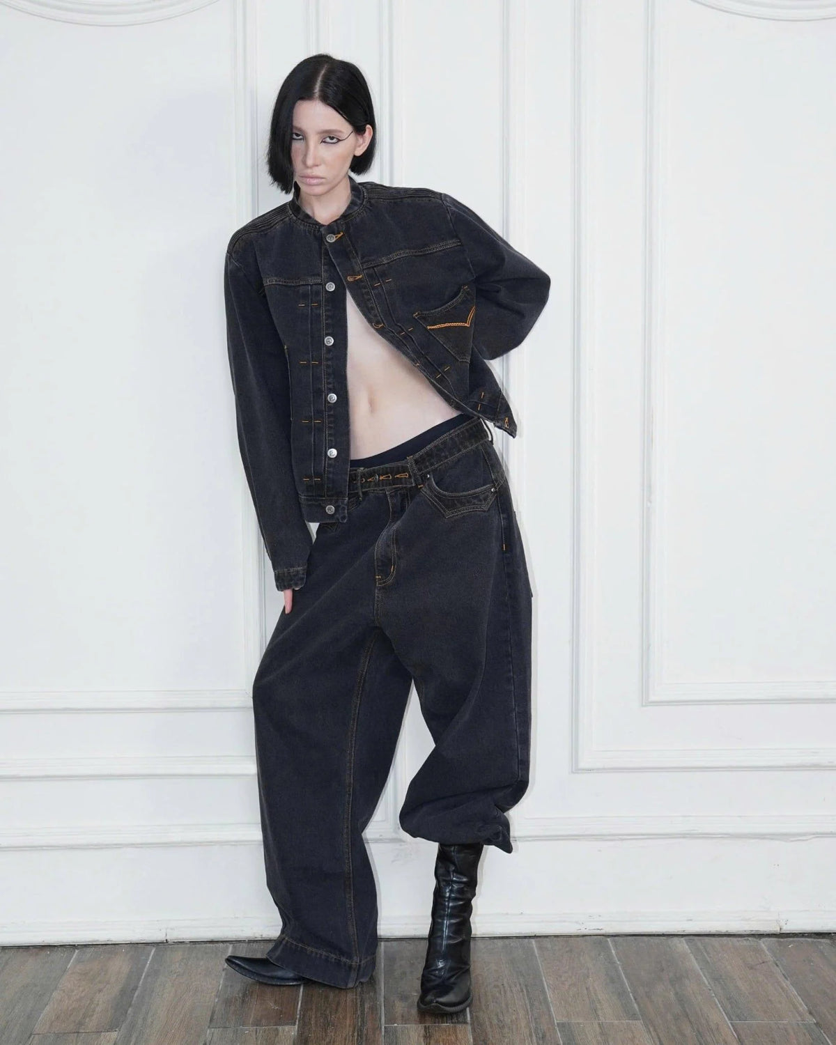 [ROIWORKSHOP] ARROW STITCH DENIM PANTS